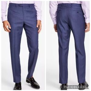 NWT Michael Kors Malone Light Blue Classic-Fit Wool-Blend Stretch Pants 42Wx30